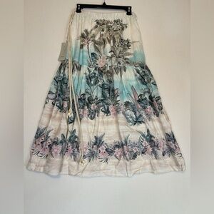 Joie Floral Print Midi Skirt - Cream, Blue, Pink